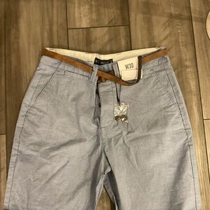 Denim&Co Light Blue Chinos with Brown Trim